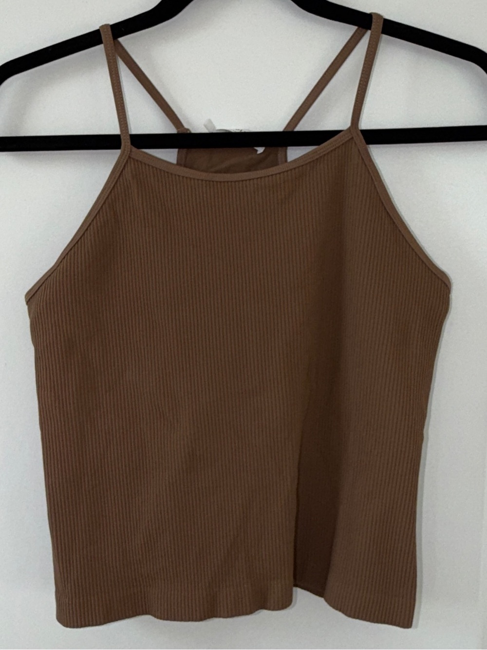 LASLULU Brown Ribbed Strappy Tank Top Size XL NWT